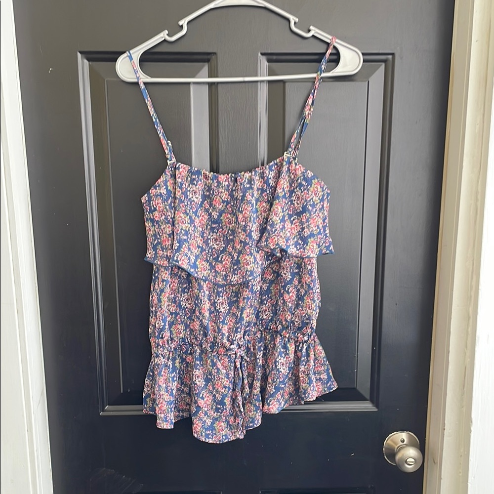 Express Pink and Blue Ruffled Camisole